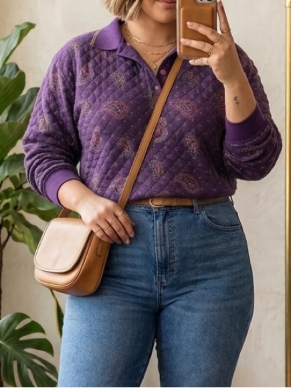 Vintage 90s Purple Quilted Pullover